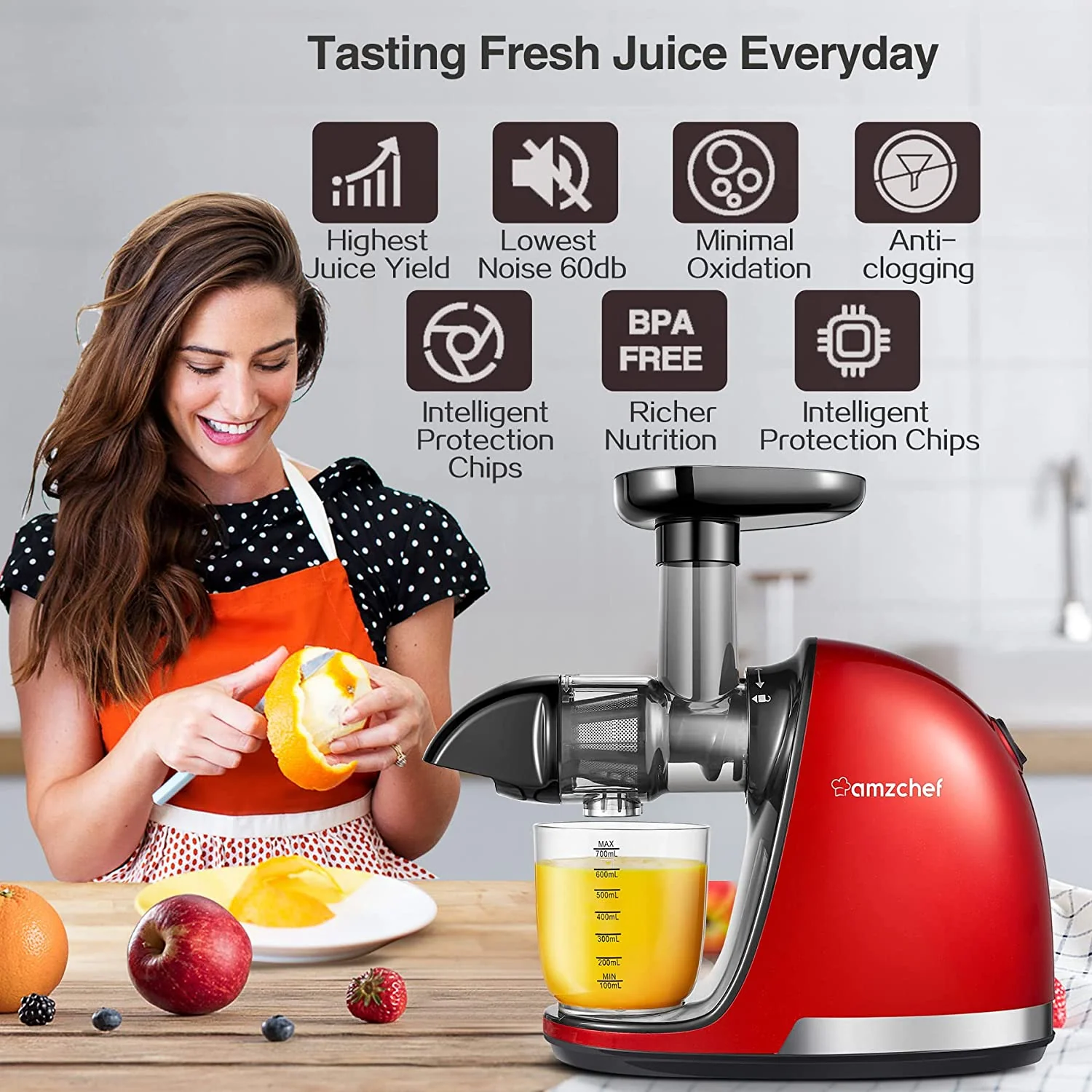 AMZCHEF Slow Masticating Cold Press Juicer ZM1501 2