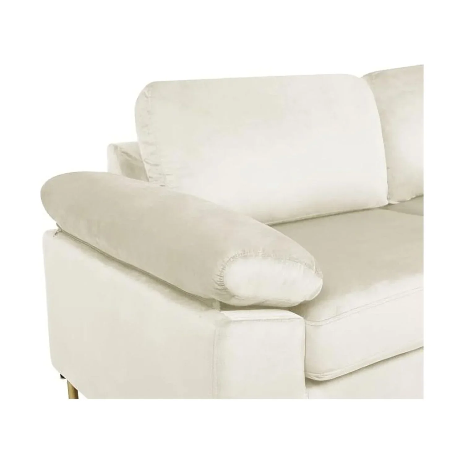 HomeStock Luxe Modern Velvet L-Shape Sectional Sofa with Square Padded Armrests, Solid Pattern Upholstery - 51.6"D x 101.2"W x 33.1"H, Comfortable and Stylish Seating for Living Room-Color:Gray/Gold - Image 18