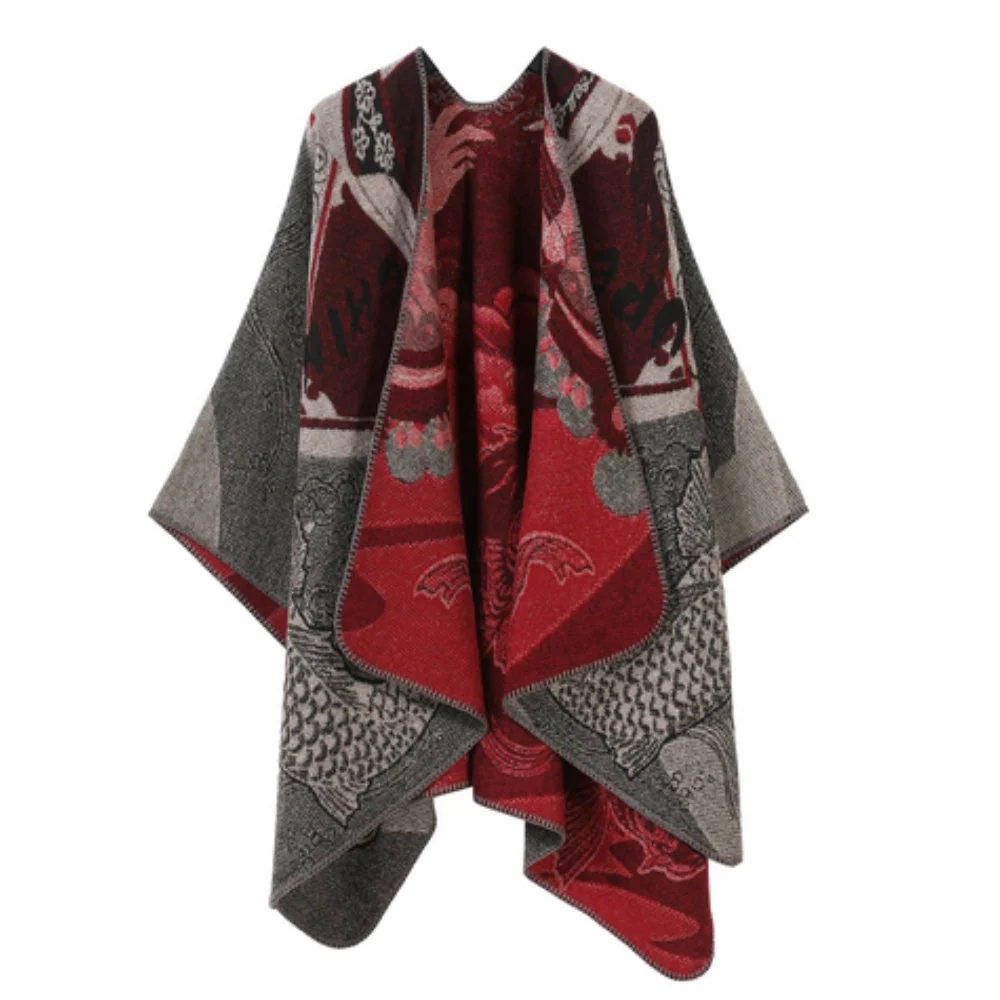 Poncho Oversized Reversible Ultra-Soft Faux Cashmere - Image 7