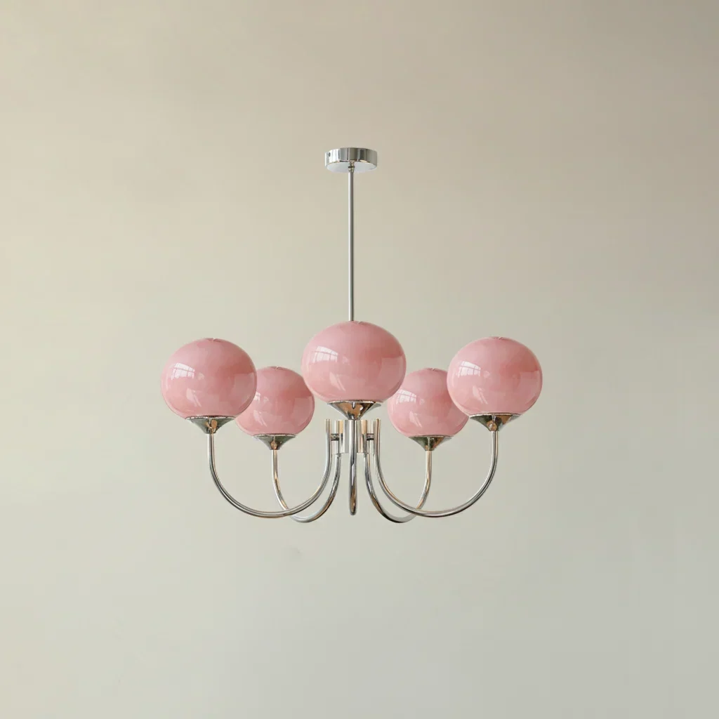 Chic Pastel Pink Ceiling Fixture with Gold Accents - Image 17
